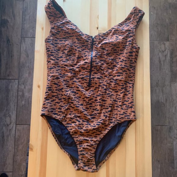 Running Bare Swimwear Other - Running Bare Zip Front One Piece Swimsuit